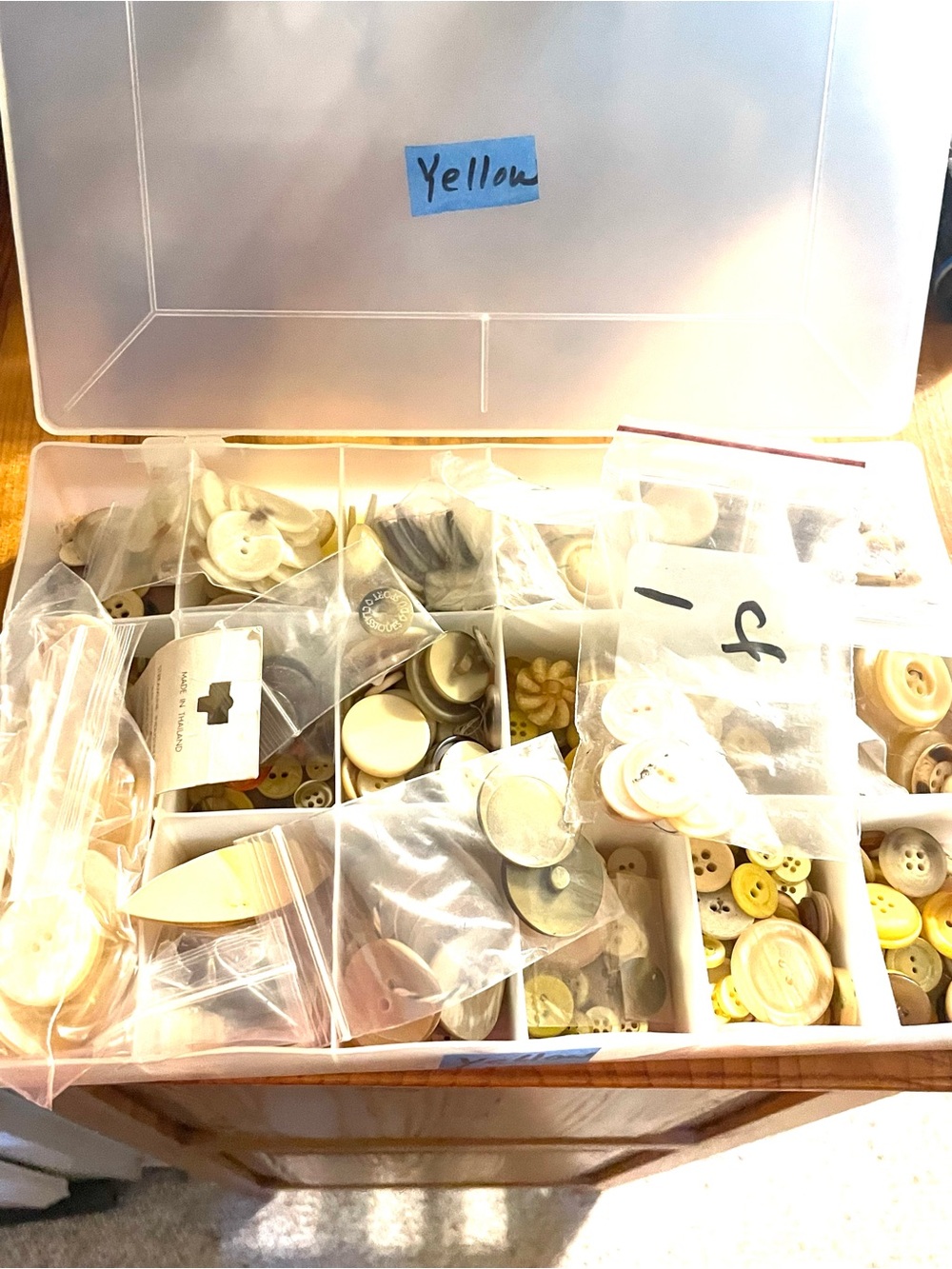 Box of Vintage Yellow Buttons
